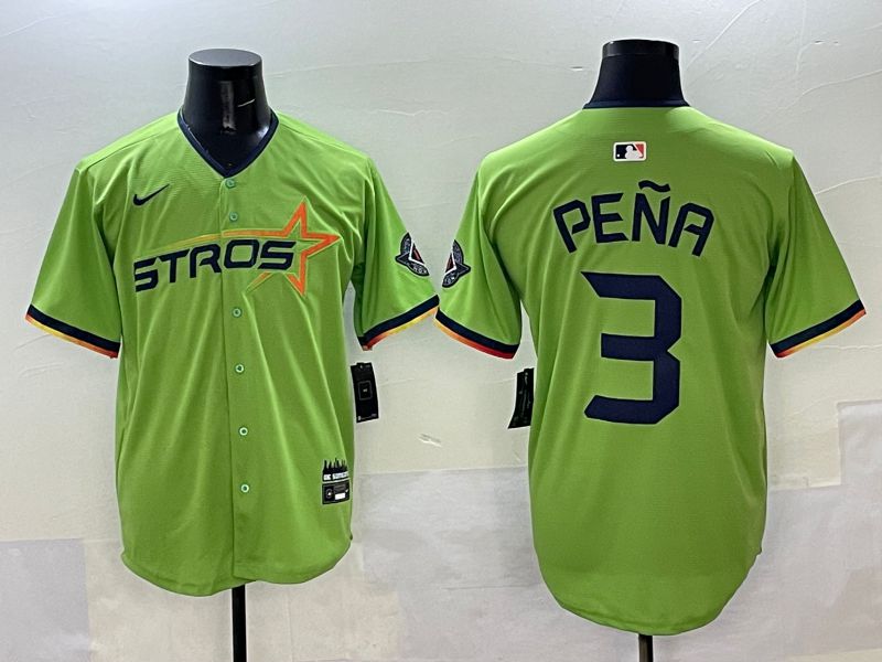 Men Houston Astros 3 Pena Green three generations Joint Name 2025 Nike MLB Jersey style 1
